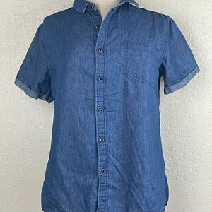 Pre-Owed Mr. Wonder Womens Denim Short Sleeve Button Up Top Size S